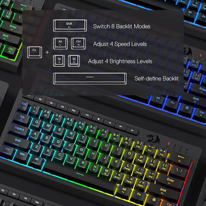 Redragon K522 60% Wired RGB Membrane Gaming Keyboard,Compact 61 Keys Linear Mechanical-Feel Switch
