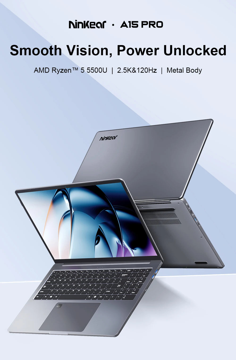 Ninkear A15 Pro: 16" 2.5K + Ryzen 5 (16GB RAM + 1TB SSD)