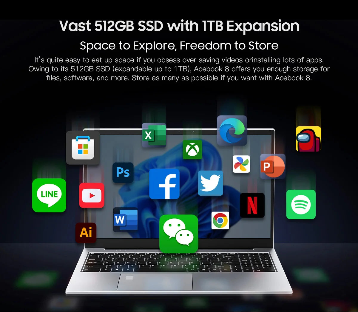 AceBook 8: Intel 16GB RAM + 512GB SSD
