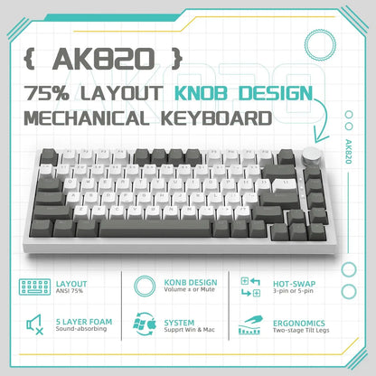 AJAZZ AK820: Teclado Mecánico 75% con Perilla Multimedia